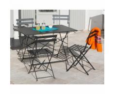 Salon de jardin pliant 4 places en acier : table rectangulaire 110x70cm + 4 chaises POP Anthracite