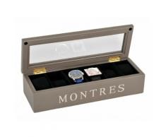 Boite de rangement en bois pour montre 34x12cm STORY Taupe/Chrome