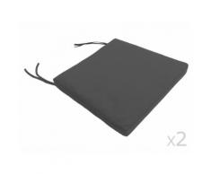 Galette de chaise unie déhoussable 100% coton 39x39x4cm nouettes - lot de 2 ROMEO Gris métal