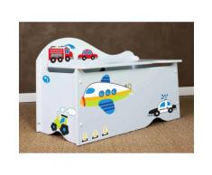 Coffre à jouets en bois H45cm L70cm NUAGE Blanc Véhicules