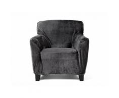 Housse de fauteuil 1 place unie microfibre polyester ultradouce ACHILLE Gris