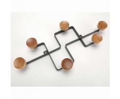 Patère murale en métal et bois 6 portants L47cm METRO