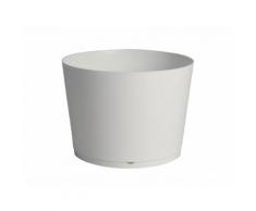 Pot de fleur rond en polypropylène diamètre 36 cm soucoupe intégrée TOKYO Blanc