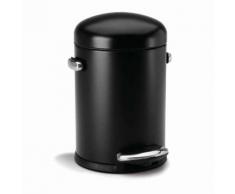 Poubelle de salle de bain à pédale en acier 4.5L style rétro Retro bin Noir