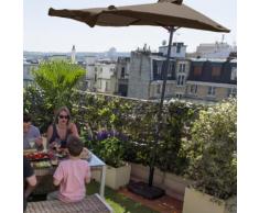 Demi-parasol de balcon rectangulaire acier et polyester 180g avec manivelle 230x120cm Taupe