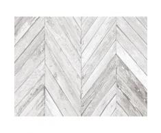 Papier peint 100% intissé motif planche de bois chevron vieilli gris 10.05x0.52m TUCK