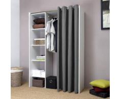 Dressing extensible 4 niches 1 penderie en bois L123/160xP50xH182cm ARTEMIS Blanc/gris