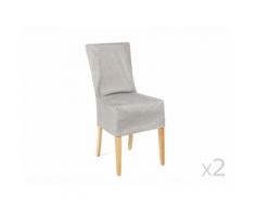 Housse de chaise unie courte coton/polyester tissage chambray - lot de 2 CLARA Gris