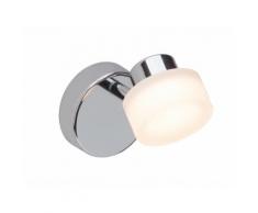 Spot simple LED orientable en métal chromé et verre dépoli blanc Rory