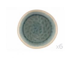 Assiette à dessert en pierre bicolore bleu et écru D.20.5cm - Lot de 6 ALTHEA