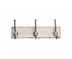 Patère murale en bois et métal 3 accroches HORIZON Blanc Blanc