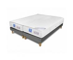 Duo matelas ressorts ensachés+sommiers+surmatelas mousse mémoire de forme GALA LUXE Gris 2x80x200cm