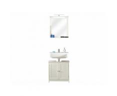 Ensemble meuble sous-vasque L60xH58cm avec miroir/étagère + applique LED JASDAN