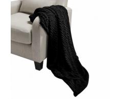 Plaid fausse fourrure effet ciselé revers suédine 125x150cm WILD Noir