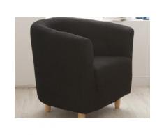 Housse de fauteuil cabriolet/club unie bi-extensible coton/polyester LISA Noir