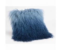 Coussin à poils longs 100% laine d'agneau 35x35 cm COLOR Bleu
