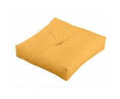 Coussin de sol uni capiton central 100% coton garnissage polyester ROMEO Ocre Carré