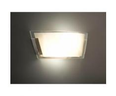 Applique rectangulaire en métal et diffuseur en verre longueur 36cm Twin Nickel