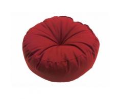 Coussin de sol uni capiton central 100% coton garnissage polyester ROMEO Cerise Rond