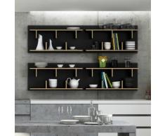Etagère murale design en bois 2 niveaux BERN Noir 90 cm