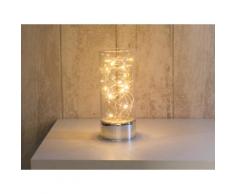 Lampe à poser cylindre en verre avec guirlande lumineuse hauteur 25cm Vitroled Transparent