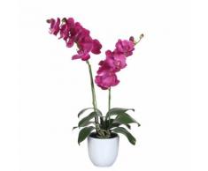 Fleur artificielle orchidée 2 tiges en pot blanc H.66cm ELLIOT Violet