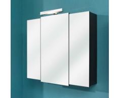 Armoire de toilette 3 portes miroir avec éclairage LED WEASLEY Anthracite 83 cm