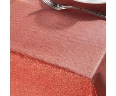 Nappe polycoton enduit traitement Teflon anti-tache motif rosaces blanc LOU Corail 140x140cm