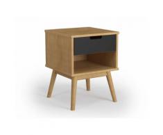 Chevet en bois massif 1 tiroir H52 cm FIFTIES