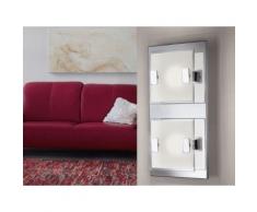 Plafonnier LED 2 lumières en métal chromé et verre longueur 27cm Vicaro