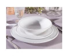 Service de table 18 pièces en grès PEROLA Blanc