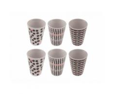 Tasse à café en porcelaine motifs assortis noir et rouge H.8cm - Lot de 6 DOTS