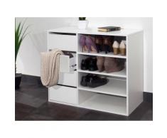 Meuble à chaussures 4 niches 4 tiroirs Longueur 89.5 ARNOLD Blanc