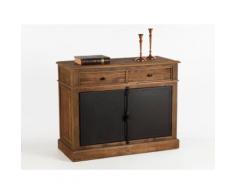 Buffet bas en bois avec tiroirs et portes en métal DYNASTIE 110cm