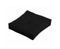 Coussin de sol uni capiton central 100% coton garnissage polyester ROMEO Noir Carré