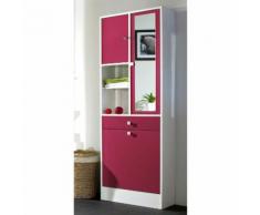 Armoire salle de bain L62.6xP28.4x181.1cm BANIO Blanc / Fushia