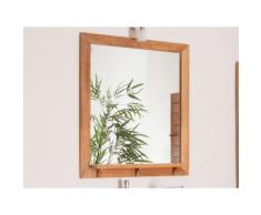 Miroir de salle de bain rectangulaire avec tablette en teck L.70cm WELLINGTON