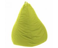 Pouf poire 100% coton garnissage billes polystyrène D75x110cm Anis