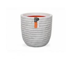 Pot de fleur rond oeuf strié en polypropylène 43x41cm NATURE ROW Blanc