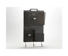 Etagère porte courrier en métal rouillé grillagé et patère H.62cm FABRIC