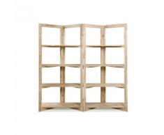 Etagère Bibliothèque double 4 niveaux en hévéa massif H180 cm BERGEN