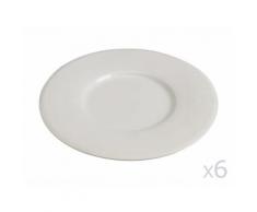 Assiette à dessert en grès unie à relief D.25cm - Lot de 6 LENA Blanc