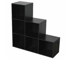 Etagère escalier en bois H93cm L93cm 6 niches COMPO Noir