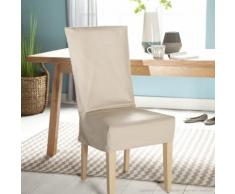 Housse de chaise unie courte 100% coton bachette épaisse ISA Beige