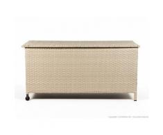 Coffre de rangement en aluminium et résine tressée avec roulettes 435L Beige