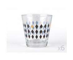 Verres à eau motifs losange noir / cuivre - Lot de 6 pièces SISKO
