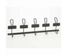 Patère avec 5 accroches et porte étiquettes noir en métal L55 cm SCHOOL