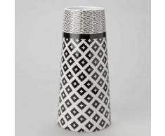 Vase en pyramide blanc et noir en dolomie D.14 cm ATLAS