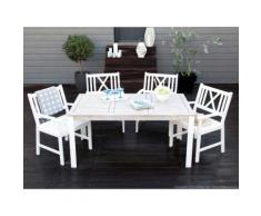 Salon de jardin 4 places : 1 table 160x90cm + 4 fauteuils en acacia NORMANDY