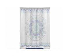 Rideau de douche 100% polyester motif rosace orientale 183x183cm EZRA Bleu